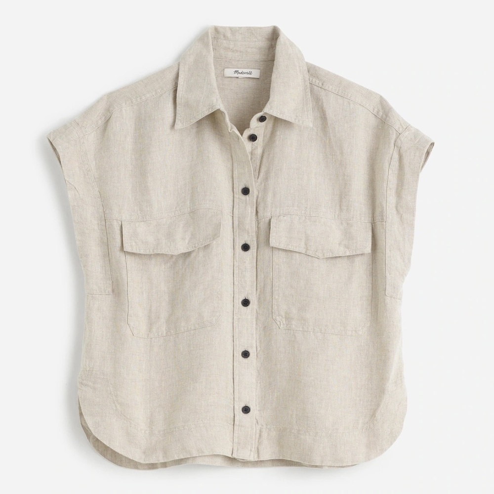 Madewell - Boxy Cargo-Pocket Button-Up Shirt, Oat, Medium, NWOT